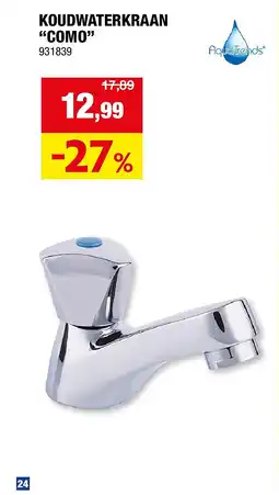 Hubo KOUDWATERKRAAN “COMO” aanbieding