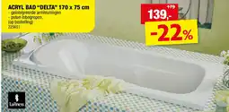 Hubo ACRYL BAD “DELTA” 170 x 75 cm aanbieding