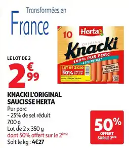 Auchan Knacki l'original saucisse herta aanbieding