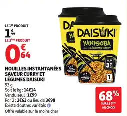 Auchan Nouilles instantanées saveur curry et légumes daisuki aanbieding