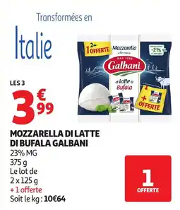 Auchan Mozzarella di latte di bufala galbani aanbieding