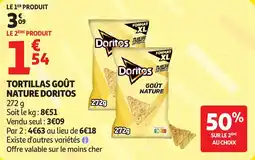Auchan Tortillas goût nature doritos aanbieding