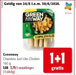 Colruyt Greenway chipolata just like chicken aanbieding