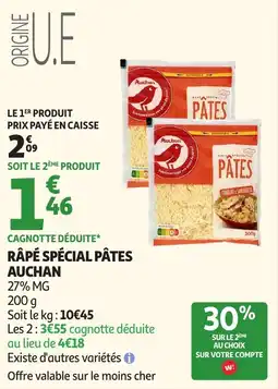 Auchan Râpé Spécial Pâtes Auchan aanbieding