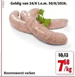 Colruyt Boerenworst varken aanbieding