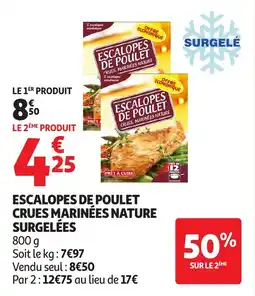 Auchan Escalopes De Poulet Crues Marinées Nature Surgelées aanbieding