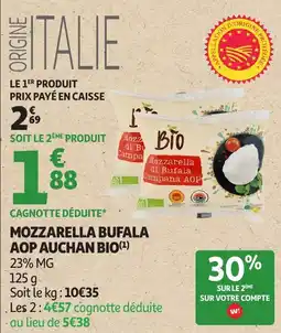 Auchan Mozzarella Bufala Aop Auchan Bio aanbieding