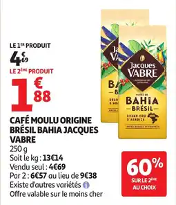 Auchan Café Moulu Origine Brésil Bahia Jacques Vabre aanbieding