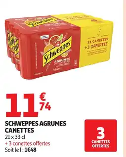 Auchan Schweppes Agrumes Canettes aanbieding