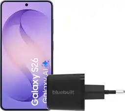 Coolblue Samsung Galaxy S26 256GB Donkerblauw 5G + BlueBuilt Oplader 45 Watt Zwart aanbieding