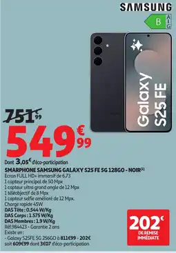 Auchan Smarphone Samsung Galaxy S25 Fe 5g 128Go Noir aanbieding