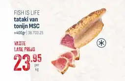 Horeca totaal Fish is life tataki van tonijn MSC aanbieding