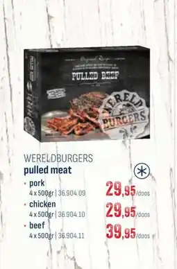Horeca totaal Wereldburgers pulled meat pork aanbieding