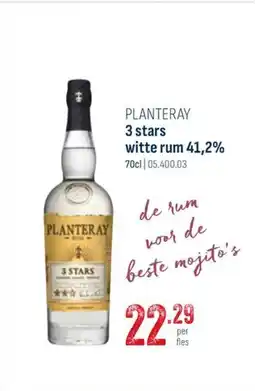 Horeca totaal Planteray 3 stars witte rum 41,2% aanbieding