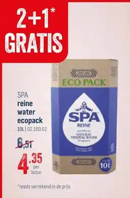 Horeca totaal SPA reine water ecopack aanbieding