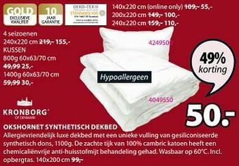 Jysk Okshornet synthetisch dekbed aanbieding