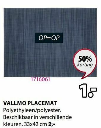Jysk Vallmo placemat aanbieding