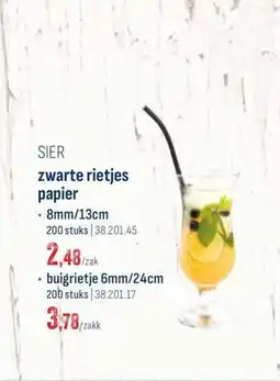 Horeca totaal Sier zwarte rietjes papier aanbieding