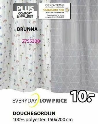Jysk Douchegordijn brunna aanbieding