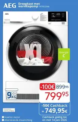 Eldi droogkast met aeg warmtepomp tr79cg34b aanbieding