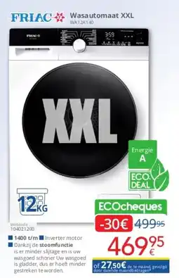 Eldi FRIAC Wasautomaat XXL WA12A140 aanbieding