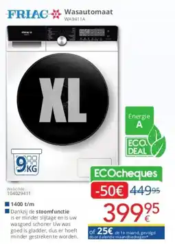 Eldi FRIAC Wasautomaat WA9411A aanbieding