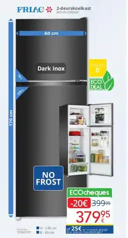 Eldi 2-deurskoelkast KK3101/2DDXNF aanbieding