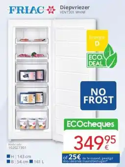 Eldi FRIAC Diepvriezer VDV7301 WHNF aanbieding