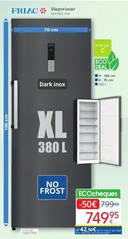 Eldi FRIAC Diepvriezer VDV7003 IXNF aanbieding