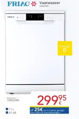 Eldi FRIAC Vaatwasser VW2006 aanbieding