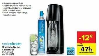 Carrefour Sodastream bruiswatertoestel spirit black aanbieding