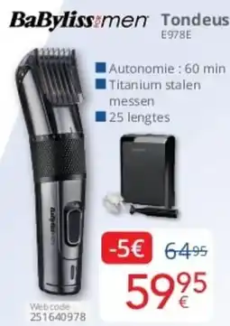 Eldi BaByliss for Men Tondeuse E978E aanbieding