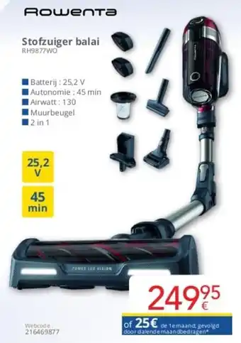 Eldi Rowenta Stofzuiger Balai RH9877WO aanbieding