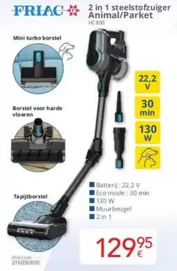 Eldi Friac 2-in-1 Steelstofzuiger Animal / Parket HC800 aanbieding