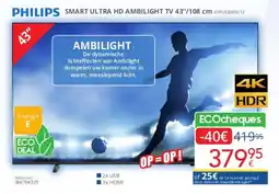 Eldi Philips Smart Ultra HD Ambilight TV 43PUS8009/12 aanbieding