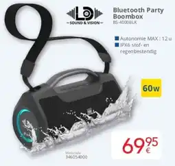 Eldi Sound & Vision Bluetooth Party Boombox BS-4000BLK aanbieding