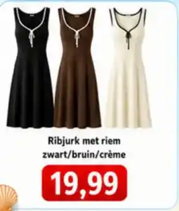 NH Market Ribjurk met riem zwart bruin crème aanbieding