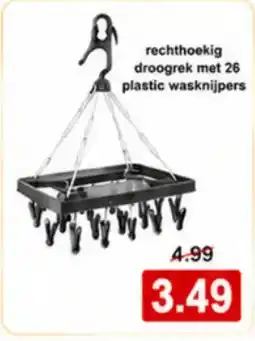 NH Market Rechthoekig droogrek met 26 plastic wasknijpers aanbieding