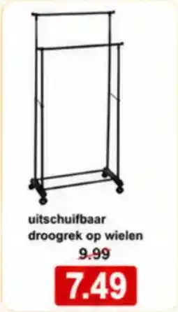 NH Market Uitschuifbaar droogrek op wielen aanbieding