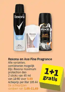 Albert Heijn Rexona en axe fine fragrance aanbieding