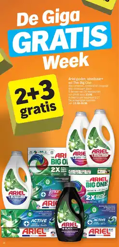 Albert Heijn Ariel pods+ vloeibaar+ en The Big One aanbieding