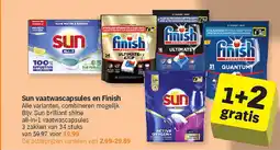 Albert Heijn Sun vaatwascapsules en Finish aanbieding