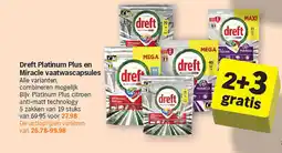 Albert Heijn Dreft platinum plus en miracle vaatwascapsules aanbieding