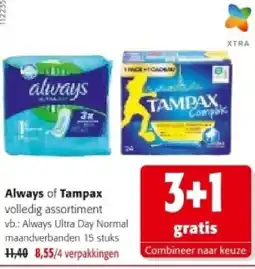Colruyt Always Ultra Day Normal maandverbanden 15 stuks aanbieding