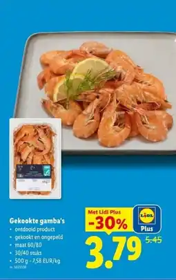 Lidl Gekookte gamba's aanbieding