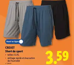 Lidl Crivit short de sport aanbieding