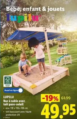 Lidl Lupilu bac à sable avec toit pare-soleil aanbieding