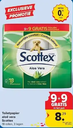 Carrefour Toiletpapier aloë vera scottex aanbieding
