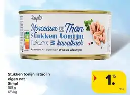 Carrefour Stukken tonijn listao in eigen nat simpl aanbieding