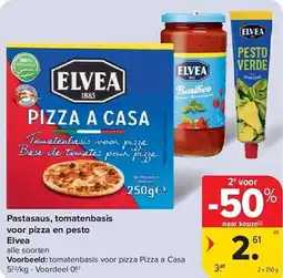 Carrefour Pastasaus, tomatenbasis voor pizza en pesto elvea aanbieding